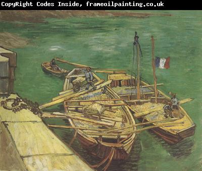Vincent Van Gogh Quay with Men Unloading Sand Barges (nn04)